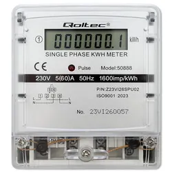 Jednofazowy elektroniczny licznik miernik zużycia energii Qoltec 230V LCD