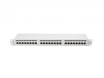 Patch panel 24x port 1U LANBERG do szafy RACK 19" KAT.6 ekranowany szary