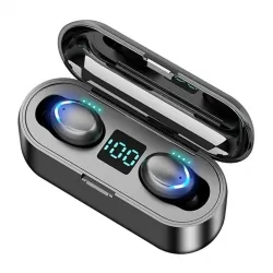 Bezprzewodowe słuchawki bluetooth douszne TWS F9-5C z mikrofonem czarne