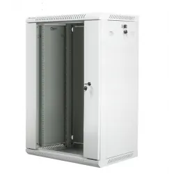 Szafa instalacyjna RACK wisząca 19&#039;&#039; 18U 600x450 drzwi szklane Lanberg - szara