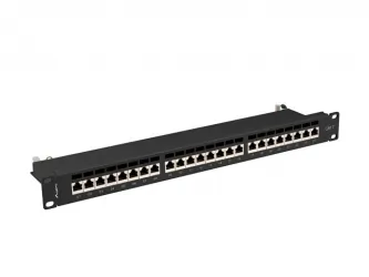 Patch panel 24x port 1U LANBERG do szafy RACK 19" KAT.7 ekranowany czarny