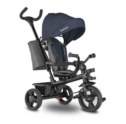 Wózek spacerowy rowerek trójkołowy pchacz 2w1 LIONELO HAARI obracany - jeans