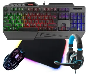 Klawiatura dla graczy z podświetleniem FURY SKYRAIDER + mata + mysz + słuchawki + pad