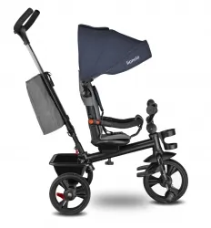 Wózek spacerowy rowerek trójkołowy pchacz 2w1 LIONELO HAARI obracany - jeans