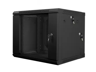 Szafa instalacyjna RACK wisząca 19&#039;&#039; 9U 600x600 drzwi szklane Lanberg - czarna