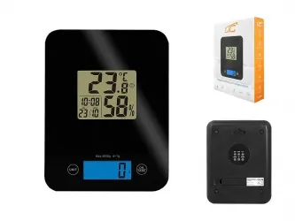 Elektroniczna waga kuchenna LTC szklana z termohigrometrem - czarna