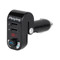 Transmiter FM samochodowy z zestawem głośnomówiącym Peiying Bluetooth 2xUSB