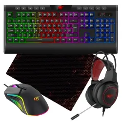 Klawiatura gamingowa podświetlana Havit KB487L RGB mysz mata słuchawki dla graczy