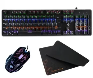 Aluminiowa mechaniczna klawiatura gamingowa dla graczy REBELTEC IMPERATOR z podświetleniem + mysz + słuchawki + mata
