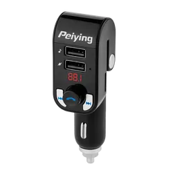 Transmiter FM samochodowy z zestawem głośnomówiącym Peiying Bluetooth 2xUSB
