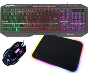 Podświetlana klawiatura dla graczy FURY HELLFIRE 2 + podświetlana mata + mysz