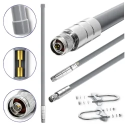 Antena z włókna szklanego LoRa 8 dBi Qoltec 113 cm zewnętrzna IP67 + magnetyczna podstawa z kablem 2m