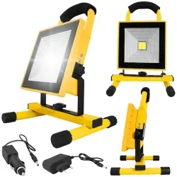 Przenośna lampa robocza LED LTC 30W IP44 akumulator 4x2.2Ah 6000K 230V/12V samochodowa zewnętrzna