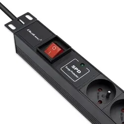 Aluminiowa listwa zasilająca PDU do szafy RACK 19'' 1U 16A6xFRENCH 1.8m