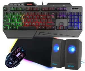 Klawiatura dla graczy z podświetleniem FURY SKYRAIDER + mata + mysz + słuchawki
