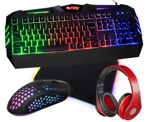 Klawiatura gamingowa podświetlana FURY SPITFIRE mata słuchawki mysz dla graczy