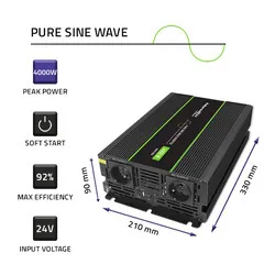 Przetwornica napięcia Qoltec Monolith 24V/230V 2000W/4000W USB Czysty Sinus