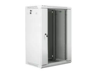 Szafa instalacyjna RACK wisząca 19'' 18U 600x450 drzwi szklane Lanberg - szara