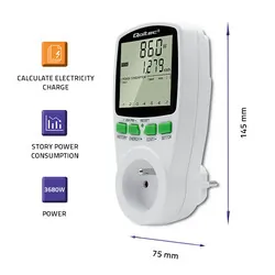 Watomierz licznik zużycia energii PM0627 z historią pomiaru Qoltec 3680W 16A LCD
