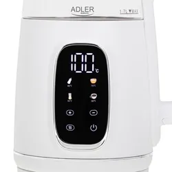 Czajnik elektryczny szklany LED z regulacją temperatury 1,7L Adler AD 1305 biało-srebrny