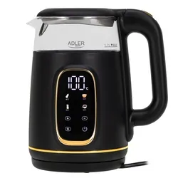 Czajnik elektryczny szklany LED z regulacją temperatury 1,7L Adler AD 1305 czarno-złoty