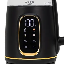 Czajnik elektryczny szklany LED z regulacją temperatury 1,7L Adler AD 1305 czarno-złoty