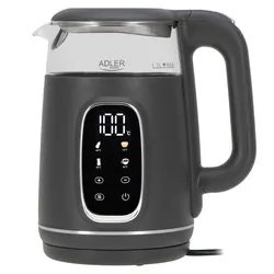 Czajnik elektryczny szklany LED z regulacją temperatury 1,7L Adler AD 1305 szary