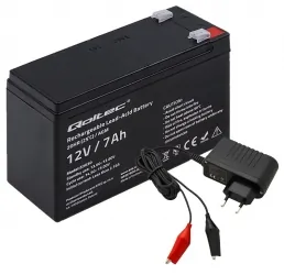 2x Akumulator AGM Qoltec 12V 7Ah HQ + ładowarka