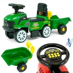 Jeździk Milly Mally zielony traktor z przyczepką