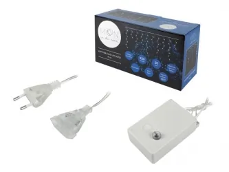 Kurtyna świetlna ozdobna zewnętrzna LTC Moon In The Room sople 250 LED 5m niebieskie