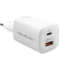 Ładowarka sieciowa Qoltec GaN ULTRA 65W 5-20V 2.25-3.25A USB-C PD   USB QC - biała