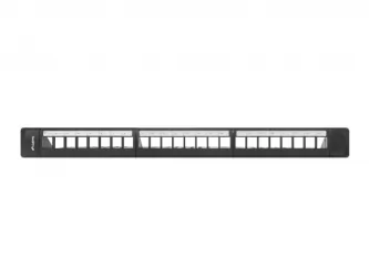 Patch panel pusty 24x port LANBERG do szafy RACK 19&quot; 1U z organizerem do modułów keystone czarny