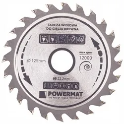 Tarcza widiowa do drewna 125x22.2 24 zębyPowermat TDD-125x22.2x24Z