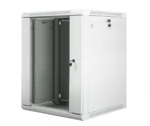Szafa instalacyjna RACK wisząca 19&#039;&#039; 15U 600x600 drzwi szklane Lanberg - szara