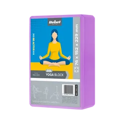 Kostka klocek do jogi z pianki EVA 120g REBEL ACTIVE - kolor fioletowy