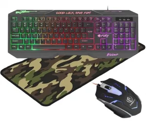 Klawiatura gamingowa podświetlana dla graczy FURY HELLFIRE 2 + mysz + słuchawki + mata