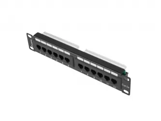 Patch panel 12x port LANBERG do szafy RACK 10" KAT5E czarny