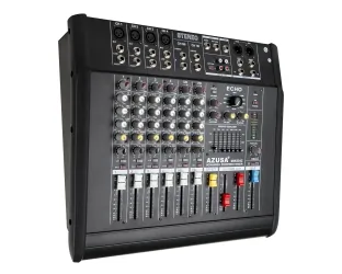 Mikser audio powermikser AZUSA PMQ-2108 z wbudowanym wzmacniaczem 2x240W 8 kanałów