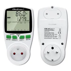 Watomierz licznik zużycia energii PM0627 z historią pomiaru Qoltec 3680W 16A LCD