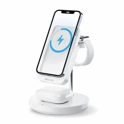 Bezprzewodowa magnetyczna stacja ładująca 5w1 ładowarka indukcyjna z power bank Forever MACS-100 5000mAh USB-C Apple Airpods