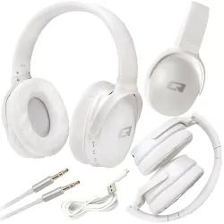 Słuchawki bezprzewodowe bluetooth Qoltec Super Bass DYNAMIC FM SD nauszne z mikrofonem - białe perłowe