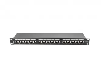 Patch panel 24x port 1U LANBERG do szafy RACK 19" KAT.5E ekranowany czarny