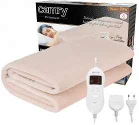 Pojedynczy elektryczny koc podkładowy z czasomierzem Camry CR 7423 kremowy 150cm x 80cm