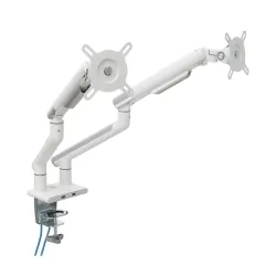 Uchwyt biurkowy gazowy do 2 monitorów LED/LCD 17-32 cala + 2xUSB - ART L-20GD biały