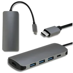 Adapter USB 3.1 C Qoltec HDMI 3xUSB USB-C HDMI