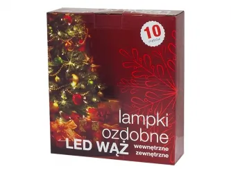 Lampki ozdobne choinkowe białe zimne wąż Led 10m