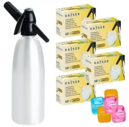 Saturator syfon do wody QUICK SODA biały 1L + 50 naboi + 5 kostek lodu