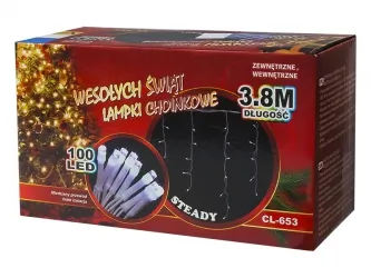 Lampki ozdobne choinkowe sople białe ciepłe Led 96szt 3,8m