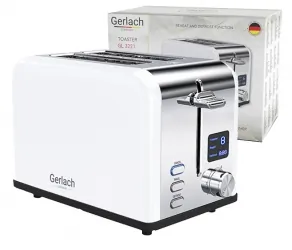 Toster z wyświetlaczem LCD na 2 kromki Gerlach GL 3221 biały