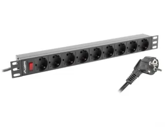 Listwa zasilająca RACK PDU LANBERG do szafy RACK 19&quot; 1U 16A 3m 9xSCHUKO czarna